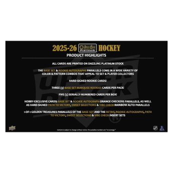 NHL cutii Cărți de hochei NHL 2025-26 Upper Deck O-Pee-Chee Platinum Hobby Box