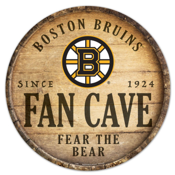 Boston Bruins semn pe perete Fan Cave Circular Wood Sign