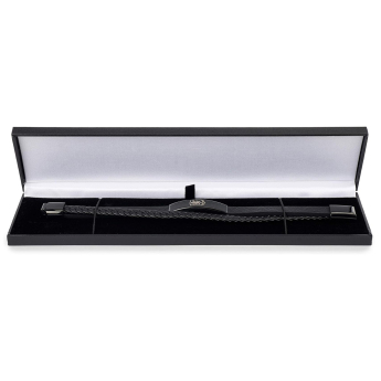 Aston Villa brăţară Black IP Leather Bracelet