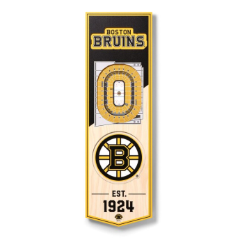 Dřevěná Cedule Boston Bruins NHL Banner na stěnu W Sports Stadium Logo
