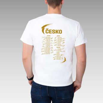 Echipa națională de hochei tricou de bărbați HOŠI DĚKUJEM Ice Hockey World Championship Czechia MS 2024 GOLD EDITION White