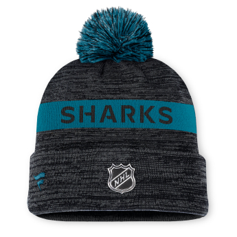 San Jose Sharks căciulă de iarnă Authentic Pro Rink Beanie Cuff With POM