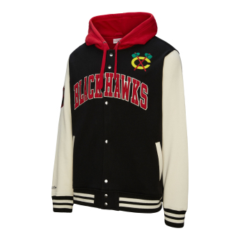 Chicago Blackhawks hanorac de bărbați cu glugă Courtside Fleece Button Front Vintage Logo
