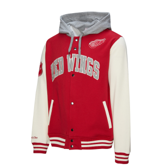 Detroit Red Wings hanorac de bărbați cu glugă Courtside Fleece Button Front Vintage Logo