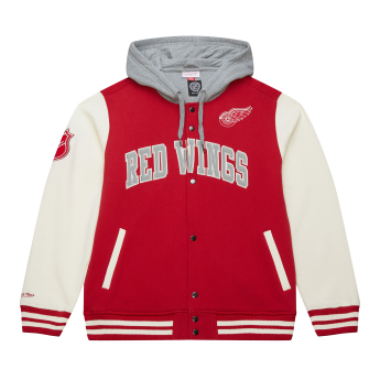 Detroit Red Wings hanorac de bărbați cu glugă Courtside Fleece Button Front Vintage Logo
