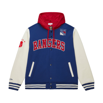 New York Rangers hanorac de bărbați cu glugă Courtside Fleece Button Front Vintage Logo