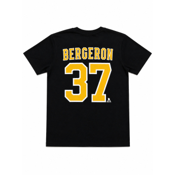 Boston Bruins tricou de bărbați Patrice Bergeron #37 Boston Bruins NHL Iconic Name & Number Graphic