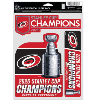 Carolina Hurricanes abțibild NHL 2026 Stanley Cup Champions 3 pack Multi Use Decal