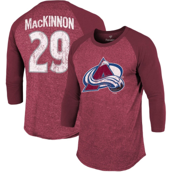 Colorado Avalanche tricou de bărbați NHL Name & Number Tri-Blend Raglan 3/4-Sleeve T-Shirt - Burgundy