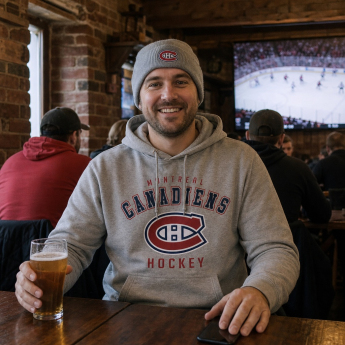 Montreal Canadiens hanorac de bărbați NHL Heather Gray Logo Pullover Hoodie