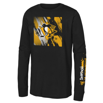 Pittsburgh Penguins tricou cu măneci lungi pentru copii Half & Half Ls Ctn black