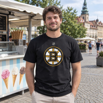 Boston Bruins tricou de bărbați black #88 David Pastrňák Stack Logo Name & Number