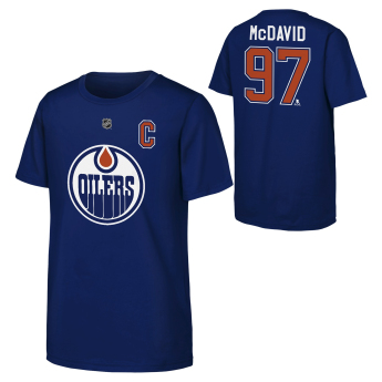 Edmonton Oilers tricou de copii NHL Flat Captains Name & Number Short Sleeve Cotton