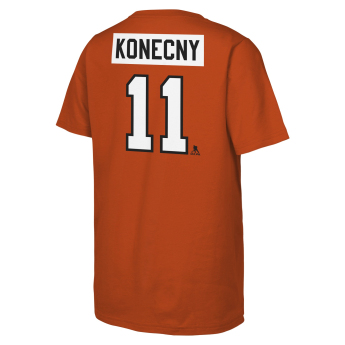 Philadelphia Flyers tricou de copii Travis Konecny #11 NHL Flat Name & Number Short Sleeve Cotton