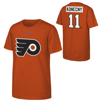 Philadelphia Flyers tricou de copii Travis Konecny #11 NHL Flat Name & Number Short Sleeve Cotton