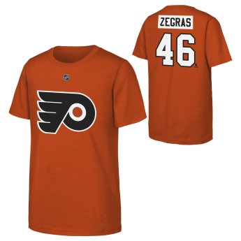 Philadelphia Flyers tricou de copii Trevor Zegras #46 NHL Flat Name & Number Short Sleeve Cotton