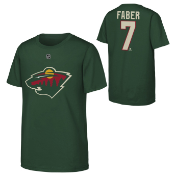 Minnesota Wild tricou de copii Brock Faber #7 NHL Flat Name & Number Short Sleeve Cotton