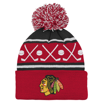 Chicago Blackhawks căciula de iarnă pentru copii NHL Face-Off Cuff Pom