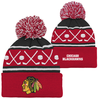Chicago Blackhawks căciula de iarnă pentru copii NHL Face-Off Cuff Pom