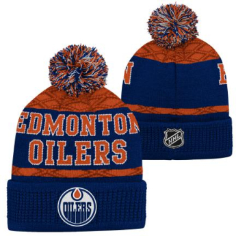 Edmonton Oilers căciula de iarnă pentru copii Puck Pattern Cuffed Pom