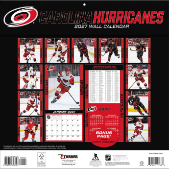Carolina Hurricanes calendar NHL 2027 Wall