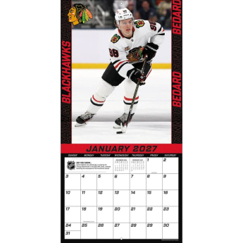 Chicago Blackhawks calendar NHL #98 Connor Bedard 2027 Wall