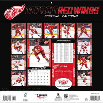 Detroit Red Wings calendar NHL 2027 Wall