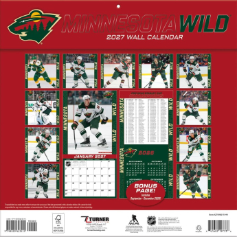 Minnesota Wild calendar NHL 2027 Wall