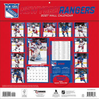 New York Rangers calendar NHL 2027 Wall
