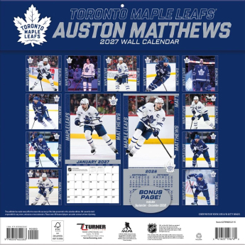 Toronto Maple Leafs calendar NHL #34 Auston Matthews 2027 Wall