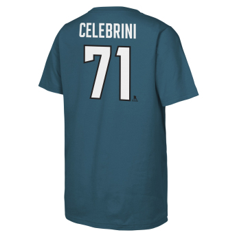 San Jose Sharks tricou de copii Macklin Celebrini #71 NHL Flat Name & Number Short Sleeve Cotton