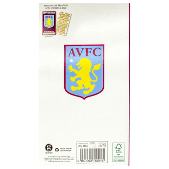 Aston Villa felicitare cu abțibilduri, urare La mulți ani Personalised Birthday Card
