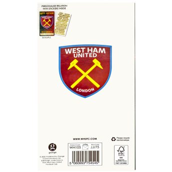 West Ham United urări pentru ziua de naștere Personalised Birthday Card