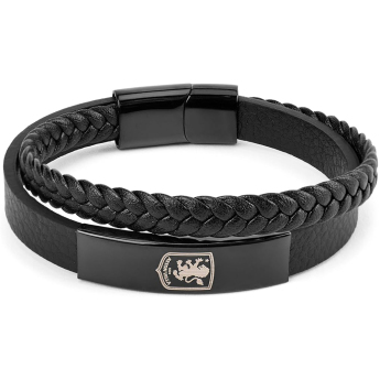 Aston Villa brăţară Black IP Leather Bracelet