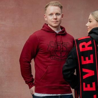 Bayer 04 Leverkusen hanorac de bărbați cu glugă Logo burgundy