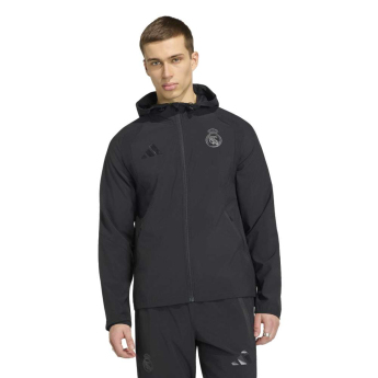 Real Madrid geacă de bărbați cu glugă Travel Windbreaker black