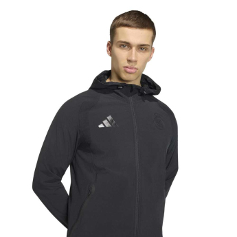 Real Madrid geacă de bărbați cu glugă Travel Windbreaker black
