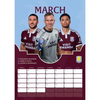 Aston Villa calendar A3 2027