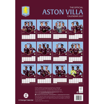 Aston Villa calendar A3 2027