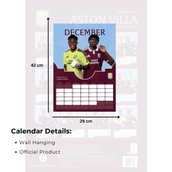 Aston Villa calendar A3 2027