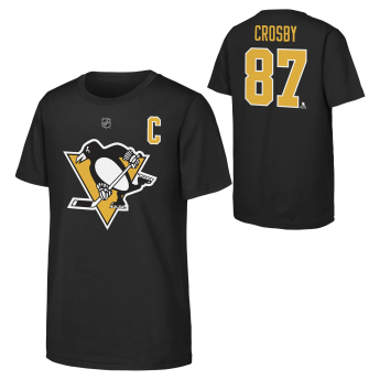 Pittsburgh Penguins tricou de copii Sidney Crosby #87 NHL Flat Captains Name & Number Short Sleeve Cotton