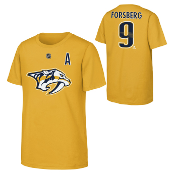 Dětské tričko Filip Forsberg #9 Nashville Predators NHL Flat Alt. Captains Name & Number Short Sleeve