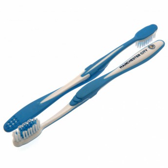 Manchester City două periuțe de dinți Twin Pack Toothbrush Adults