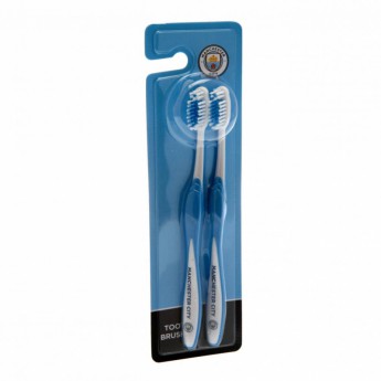 Manchester City două periuțe de dinți Twin Pack Toothbrush Adults