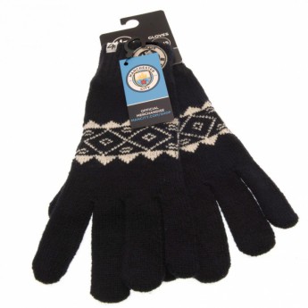 Manchester City mănuși de bărbați Knitted Gloves Adult Fairisle