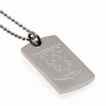 Aston Villa lănțișor de gât cu pandantiv câine Engraved Dog Tag & Chain