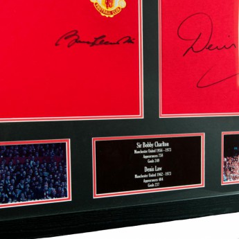 Legende tricou înrămat Manchester United Charlton & Law Signed Shirts (Dual Framed)