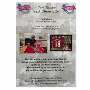 Legende tricou înrămat Manchester United Scholes Signed Shirt (Framed)