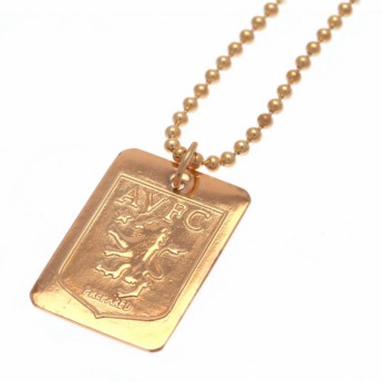 Aston Villa lănțișor de gât cu pandantiv câine Gold Plated Dog Tag & Chain