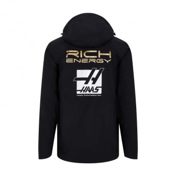 Haas F1 geacă de bărbați cu glugă Energy Team Rain black F1 Team 2019